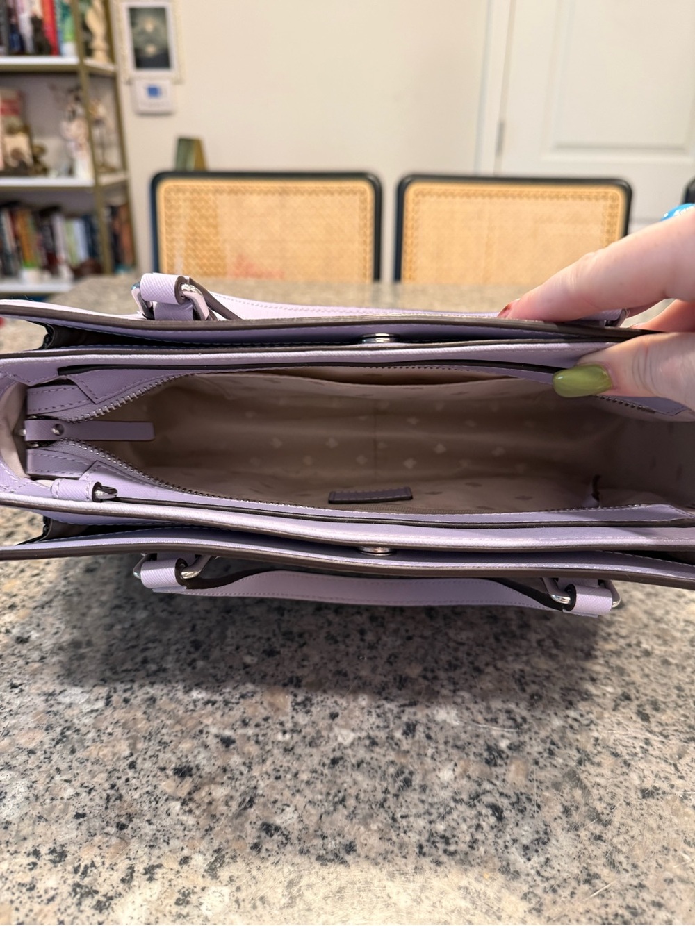 kate spade lavender saffiano satchel handbag - Picture 4 of 6